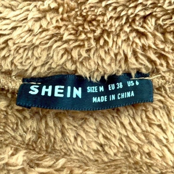 SHEIN | Women’s Tan / Brown SHEIN Chunky Fleece Full Zip Collared Sweatshirt - Picture 3 of 9